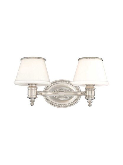 Richmond 2-Light Bath Light in Polished Nickel.